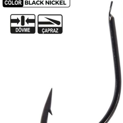 Hayabusa HMRS 171 Kısa Pala Dövme Olta İğnesi 15’li Paket Black Nikel